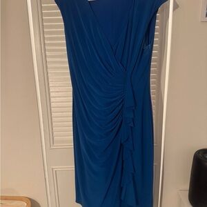 Evan Picone Royal Blue Draped Midi Dress